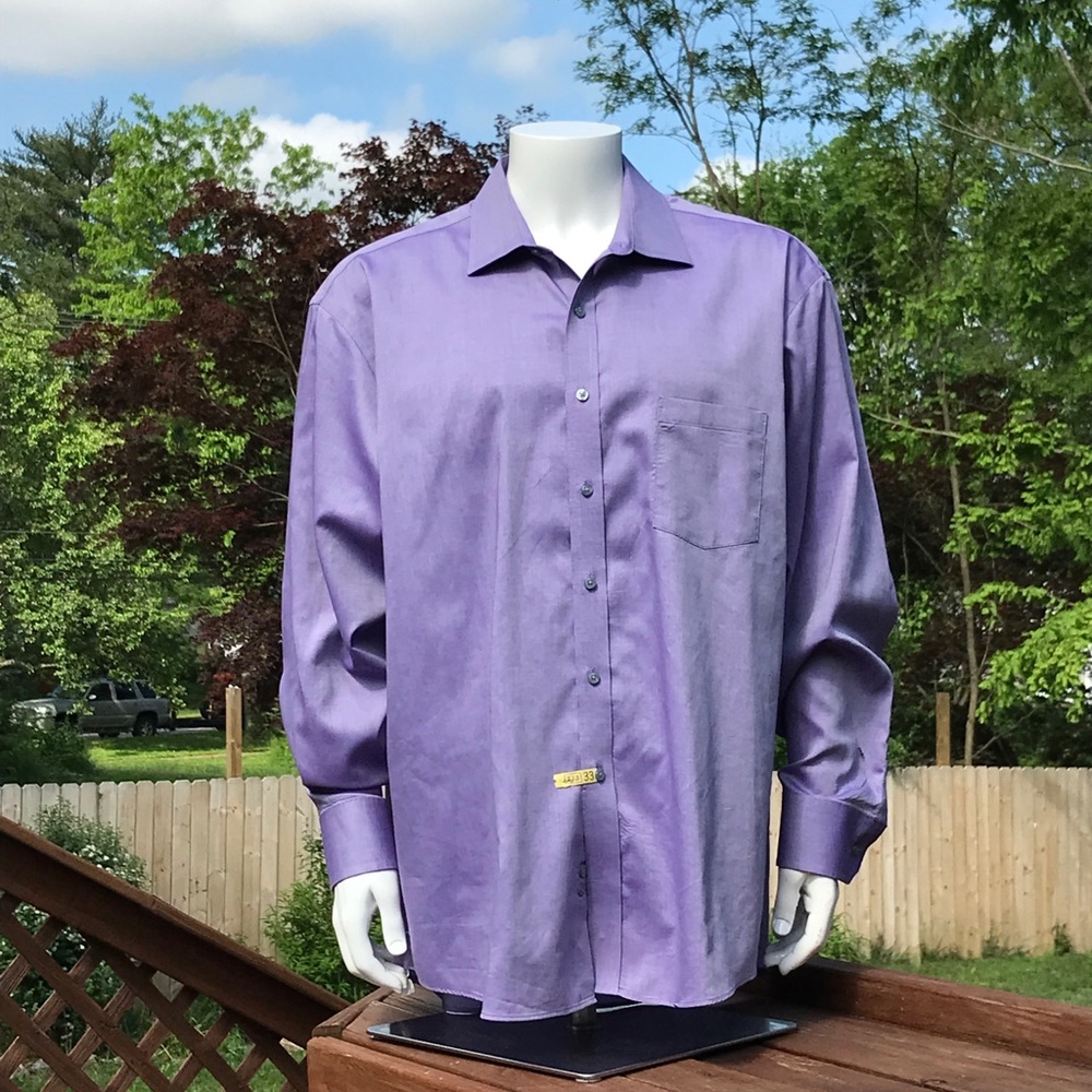 Donald J Trump Signature Collection Purple Button Up Dress Shirt 18 1/2 34/35